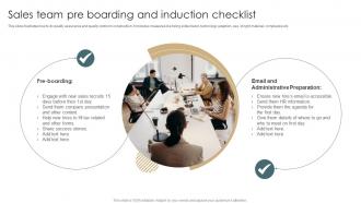 Sales Team Pre Boarding And Induction Checklist
