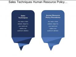 Sales techniques human resource policy procedures marketing plan