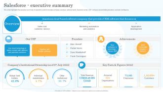 Salesforce Executive Summary Salesforce Company Profile Ppt Styles Background Images