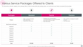 Salesperson Guidelines Playbook Various Service Packages Offered To Clients