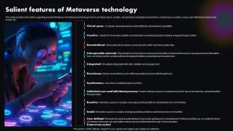 Salient Features Of Technology Metaverse Explained Unlocking Next Version Of Physical World AI SS