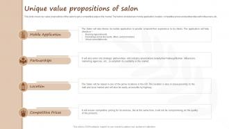 Salon Start Up Business Unique Value Propositions Of Salon BP SS
