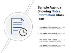 Sample agenda showing notes information clock icon