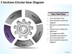 Sample business model diagram 5 sections circular gear powerpoint slides