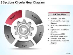 Sample business model diagram 5 sections circular gear powerpoint slides