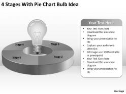 Sample business organizational chart 4 stages with pie bulb idea powerpoint slides