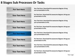 Sample business organizational chart 8 stages sub processes tasks powerpoint slides