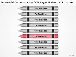 Sample business process diagram demonstration of 9 stages horizontal structure powerpoint templates