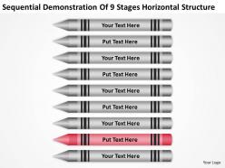 Sample business process diagram demonstration of 9 stages horizontal structure powerpoint templates