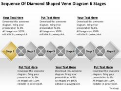 Sample business process diagram of diamond shaped venn 6 stages powerpoint templates