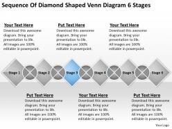 Sample business process diagram of diamond shaped venn 6 stages powerpoint templates