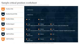 Sample Critical Position Worksheet Developing Leadership Pipeline Through Succession
