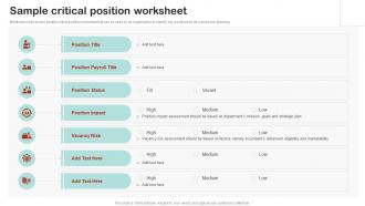 Sample Critical Position Worksheet Employee Succession Planning And Management