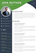 Sample cv template with profile summary and contact details