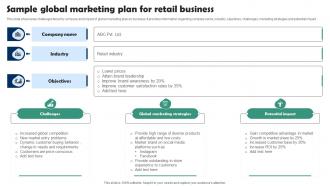 Sample Global Marketing Plan For Retail Business
