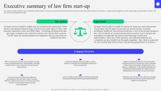 Sample Kirkland And Ellis Law Firm Executive Summary Of Law Firm Start Up BP SS