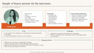 Sample Of Buyers Persona For The Innovators Developing Ideal Customer Profile MKT SS V