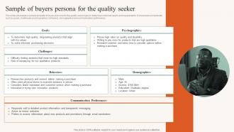 Sample Of Buyers Persona For The Quality Seeker Developing Ideal Customer Profile MKT SS V