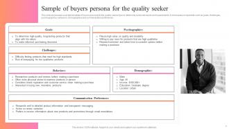 Sample Of Buyers Persona For The Quality Seeker Key Steps For Audience Persona Development MKT SS V
