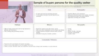 Sample Of Buyers Persona For The Quality Seeker User Persona Building MKT SS V