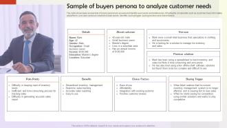 Sample Of Buyers Persona To Analyze Customer Needs User Persona Building MKT SS V