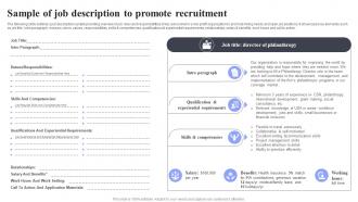 Sample Of Job Description To Promote Methods For Job Opening Promotion In Nonprofits Strategy SS V