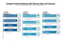Sample product roadmap with release date and features