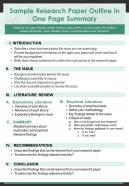 Sample research paper outline in one page summary presentation report infographic ppt pdf document