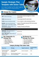 Sample Strategic Plan Template With Action Table Presentation Report Infographic PPT PDF Document