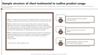 Sample Structure Of Client Testimonial To Outline Product Content Marketing Tools To Attract Engage MKT SS V