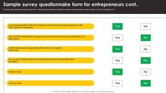 Sample Survey Questionnaire Form For Entrepreneurs Survey SS Professional Designed