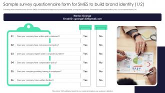 Sample Survey Questionnaire Form For SMES To Build Brand Identity Survey SS