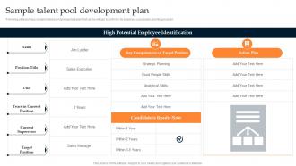 Sample Talent Pool Development Plan Developing Leadership Pipeline Through Succession
