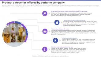 Sample Tom Ford Perfume Business Plan Product Categories Offered By Perfume Company BP SS V