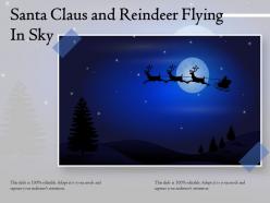 Santa claus and reindeer flying in sky