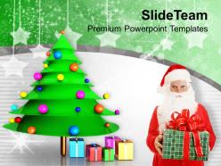 Santa with christmas gifts party time powerpoint templates ppt themes and graphics 0113