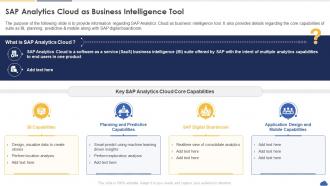 Sap Analytics Cloud As Business Intelligence Tool Sap Analytics Cloud