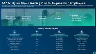 SAP Analytics Cloud Training Plan For Organization Employees Business Intelligence Strategy Data Driven Decisions