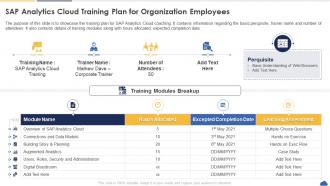 Sap Analytics Cloud Training Plan For Organization Employees