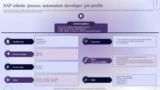 SAP Robotic Process Automation Developer Job Profile