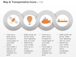 Satellite hot air balloon submarine cargo ship ppt icons graphics