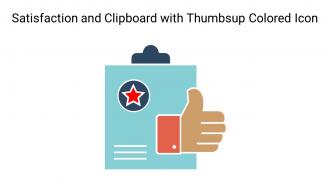 Satisfaction And Clipboard With Thumbsup Colored Icon In Powerpoint Pptx Png And Editable Eps Format