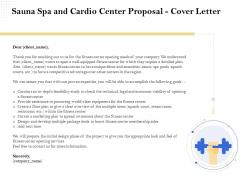 Sauna spa and cardio center proposal cover letter ppt demonstration