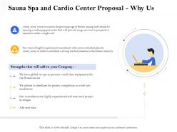 Sauna spa and cardio center proposal why us ppt file aids