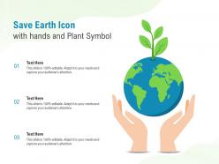 Save earth icon with hands and plant symbol