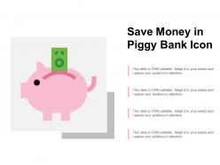 Save money in piggy bank icon