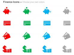Save money signature panel debit card growth ppt icons graphics