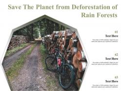 Save the planet from deforestation of rain forests