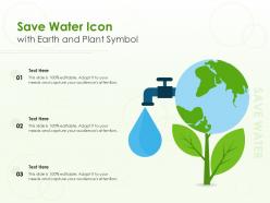 Save water icon with earth and plant symbol