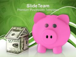Savings piggy bank money house powerpoint templates ppt themes and graphics 0113